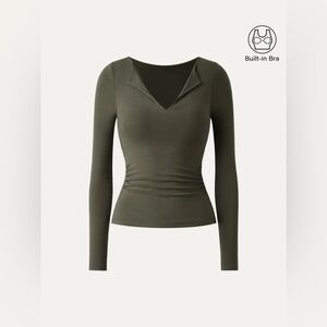 OGL Eco-MiYaMoon® Flap Collar Brami Top - Forest Olive small